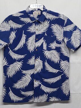 Seaspice Resortwear Button Up Size Large Short Sleeve Palm Print Premium Cotton